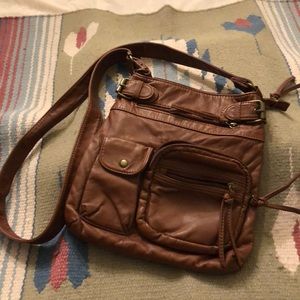 EUC Brown Faux Leather Crossbody